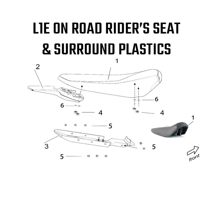 L1E Road Legal - Rider's Seat & Surround Plastics